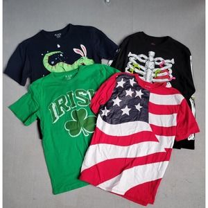 Boys Lot of 4 Holiday Shirts Size‎ L Halloween, Easter, St Patty, 4th of July